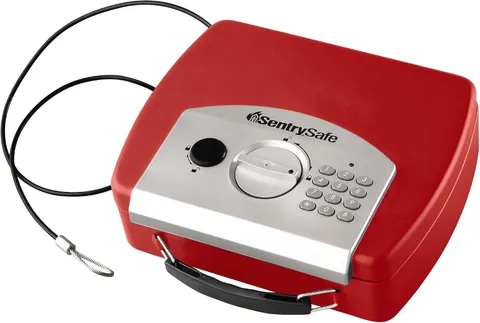 SentrySafe Red Electronic Compact Safe Steel Tether 0.08 cu ft