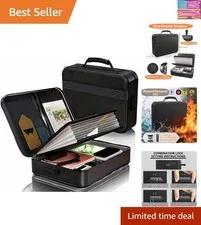 Fireproof Document Box Soft-Shell with Lock & Waterproof Zipper, 5200°F Safe ...