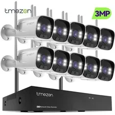 Wireless Surveillance Camera System 3MP NVR Home Security Color IR nightstand