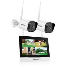 ANNKE Wireless 7" Monitor 4CH NVR 3MP Two-Way Audio Security Camera System WIFI
