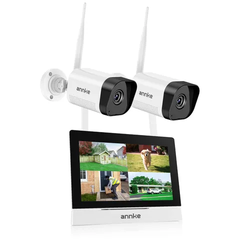 ANNKE Wireless 7" Monitor 4CH NVR 3MP Two-Way Audio Security Camera System WIFI