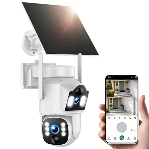 4G LTE Cellular Security Camera, Dual Lens 360° PTZ, Auto Tracking, Night Vision
