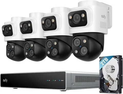 eufy PoE NVR Security System S4 Max 8CH 16MP Triple Lens Camera 360°PTZ+2TB HDD