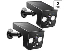 2-Pack Solar/Battery Wireless Wi-Fi IP Camera 2K Color Night IP65 Alexa/GA