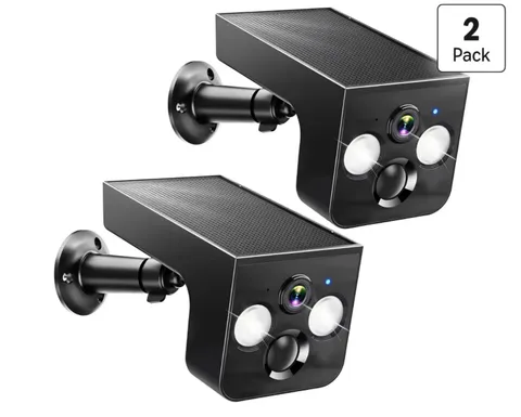 2-Pack Solar/Battery Wireless Wi-Fi IP Camera 2K Color Night IP65 Alexa/GA