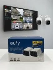 Eufy Security SoloCam Model C210 Wireless Wifi 2K Resolution Camera 2 Pack White