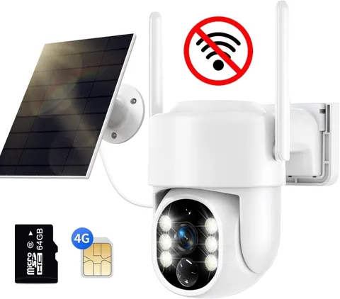 Picturesky 4G LTE Solar Security Camera, 2K Color Night Vision, 360 Pan-Tilt
