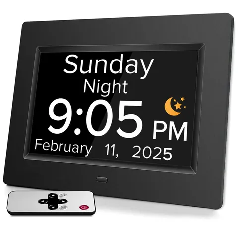 Digital Alarm Clock with Date and Day of the Week for Dementia Seniors, Multi...