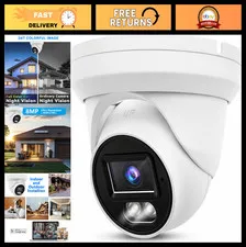 4K 8MP Outdoor PoE IP Turret Security Camera, Full Color Night Vision, 105° Wide