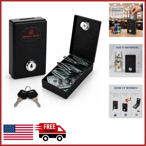 Winners Bank for Casino Players Portable Safe for Cash with Key Control