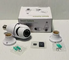 WIFI 360 Panorama Camera White Night Vision Motion Detection Bulb W/SD 32GB Card