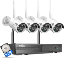 [100Ft]  Wireless Wifi Security Camera System, Wired Plug-In Powered, Expandable