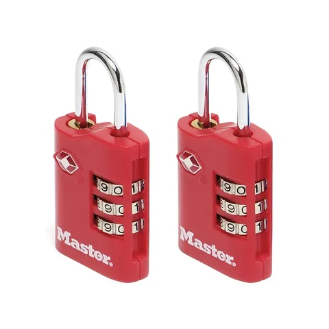 Master Lock TSA 3-Digit Combination Zinc 30mm Padlock x 2 MLK4686EURT