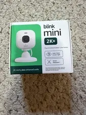 Blink Mini 2K+ Indoor Outdoor Plug-In Security Camera White Color Night Vision