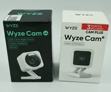 Lot 2 Wyze Cam v4 2.5K QHD Indoor/Outdoor WiFi Smart Security Camera Wired Black