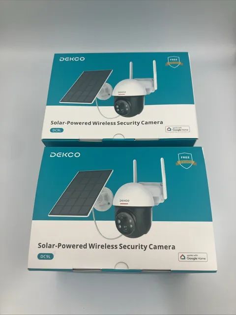 DEKCO Outdoor Solar Home Security Dome Camera w/ WiFi & Motion Alarm (2 Pack)