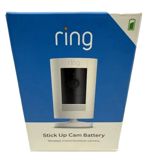 Ring Stick Up Cam Battery White HD Security Camera