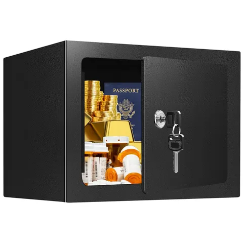 0.25 Cuft Small Fireproof Safe Box with Key Lock, Hidden Steel Security Box, ...
