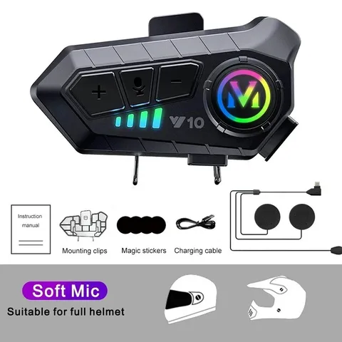 Motorcycle Helmet Headset Wireless FM Bluetooth 5.3 Headphone Speaker Hands-Free