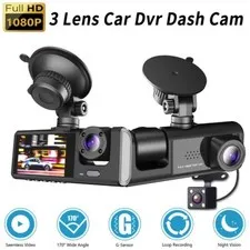 FHD 1080P Car 3 Lens Dash Cam Front/Rear/Inside Video Recorder Camera G-sensor