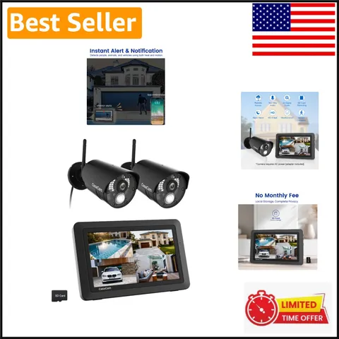 Wireless Security Camera System: 2 x 720p Cams with 7-Inch Touchscreen Monitor