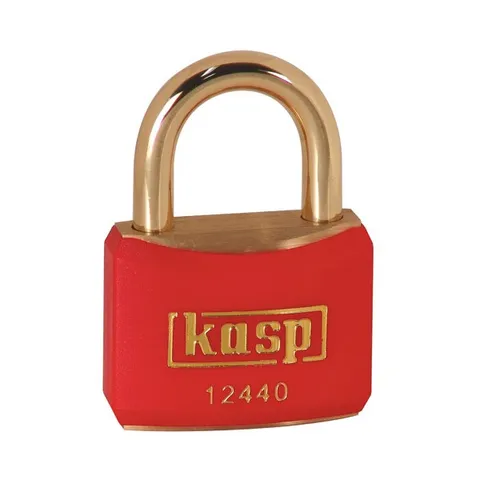 Kasp 40mm Brass Padlock Red Vinyl Coated Shackle Safety Lockout + 2 Keys