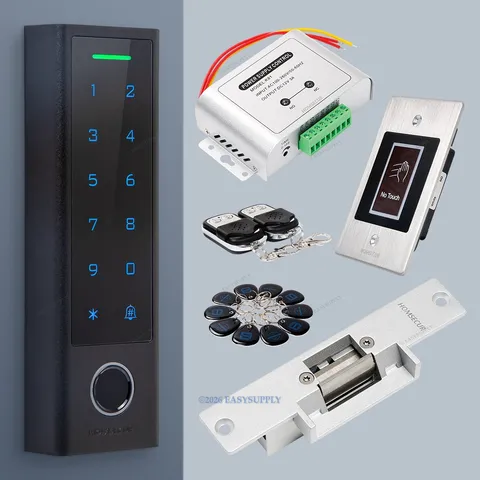HOMSECUR Black Fingerprint Smart Door Lock Office Home Access Control DIY Kit