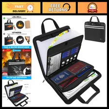 Fireproof Accordion File Organizer with Lock | 13 Pocket Expanding Folder, Handl