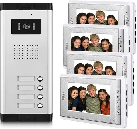 AMOCAM Apartment Video Intercom System, 4 Units Household Video Doorbell