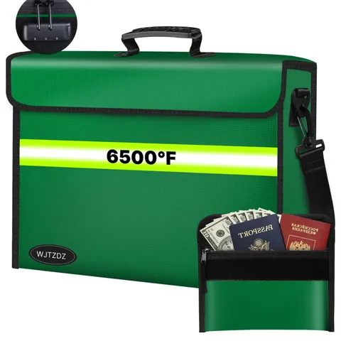 Wjtzdz Large Fireproof Money Bags Lock-6500F Fireproof Document Box10 Layers