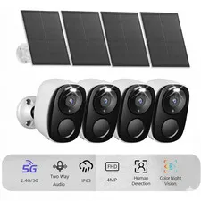 2K Wireless Outdoor Home Security Camera, 2.4Ghz/5Ghz Wifi, Solar Powered Batter