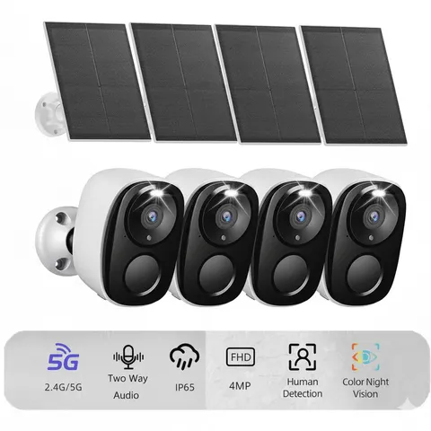 2K Wireless Outdoor Home Security Camera, 2.4Ghz/5Ghz Wifi, Solar Powered Batter