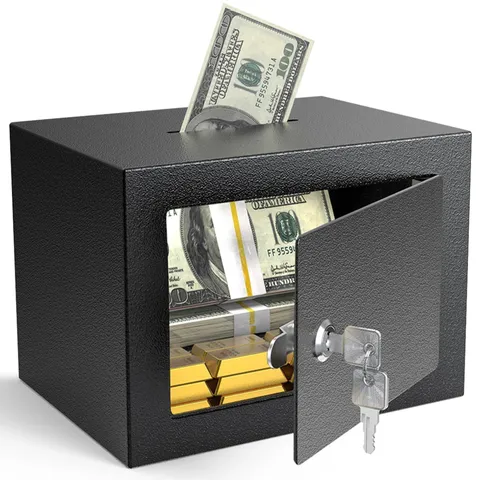 PATRON Small Safe Box with Key Lock,Mini Safe for Money with Coin Slot，Steel ...