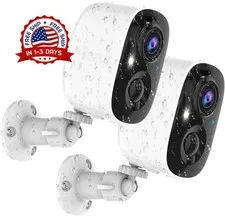 2 Camaras De Seguridad Wifi Exterior 1440P Inalambrica Con Vision Nocturna Video