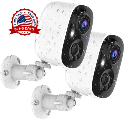2 Camaras De Seguridad Wifi Exterior 1440P Inalambrica Con Vision Nocturna Video