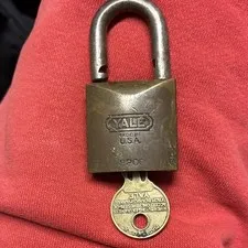 Yale 820C Brass Keyed Padlock w/ Hardened 6mm Shackle, 1 Key, USA
