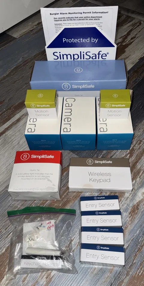 SimplySafe 2 Alarm System w/ Base, Keypad, Cameras, Smoke Detect, Motion, Sensor