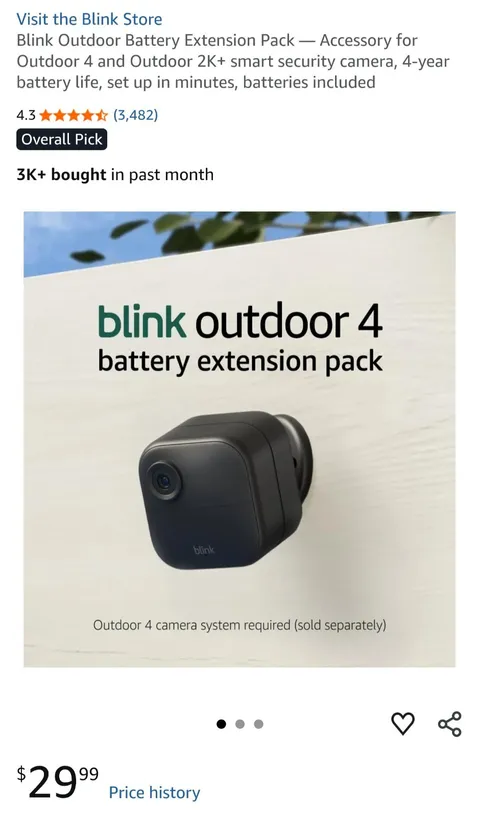Blink Outdoor Battery Extension Pack - Accessory for Outdoor 4 and Outdoor 2K+