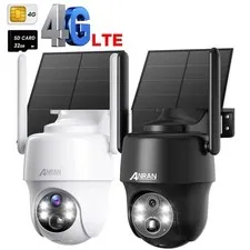 ANRAN 4G LTE Cellular Solar Security Camera Outdoor 3MP Wireless PTZ 2 Way Audio