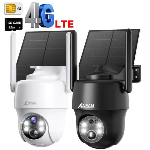 ANRAN 4G LTE Cellular Solar Security Camera Outdoor 3MP Wireless PTZ 2 Way Audio