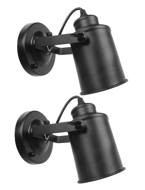kylynly Industrial Ceiling Spotlight, 2 Packs Matt Black Vintage Wall