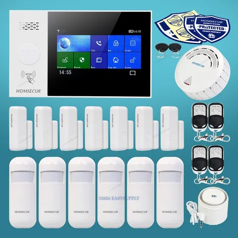HOMSECUR Wireless WIFI 4G 2G RFID LCD Home Alarm System Touch Screen