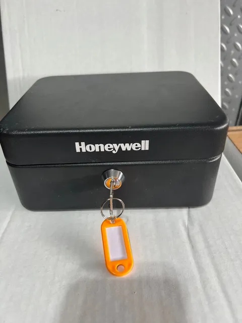 Honeywell Black Key Lockbox with Removable Tray, Money Safe for Cash