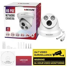 Vikylin 5MP Wired IR Night Vision POE MIC Security Outdoor IP Camera Metal NDAA