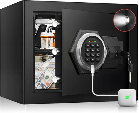 Fireproof Home Safe Box- Steel Digital Combination Lock Security Box W/ Type-C