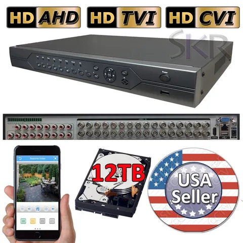 Sikker 32 Channel 1080P 4MP TVI AHD DVR recorder Security Camera System 12TB