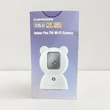 CINMOOORE C2LU 2.5K Indoor Pan/Tilt Wi‑Fi Cam Auto Tracking 2‑Way White