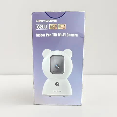 CINMOOORE C2LU 2.5K Indoor Pan/Tilt Wi‑Fi Cam Auto Tracking 2‑Way White