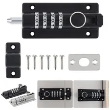 4 Digit Pin Code Combination Bolt Lock Kit Slide Door Latch Lock with Screws