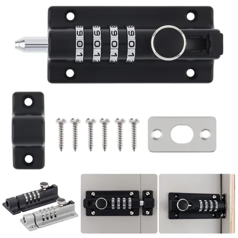 4 Digit Pin Code Combination Bolt Lock Kit Slide Door Latch Lock with Screws